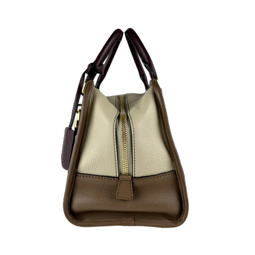 Loewe purple handbag brown leather gold Amazona beige Gold Tan